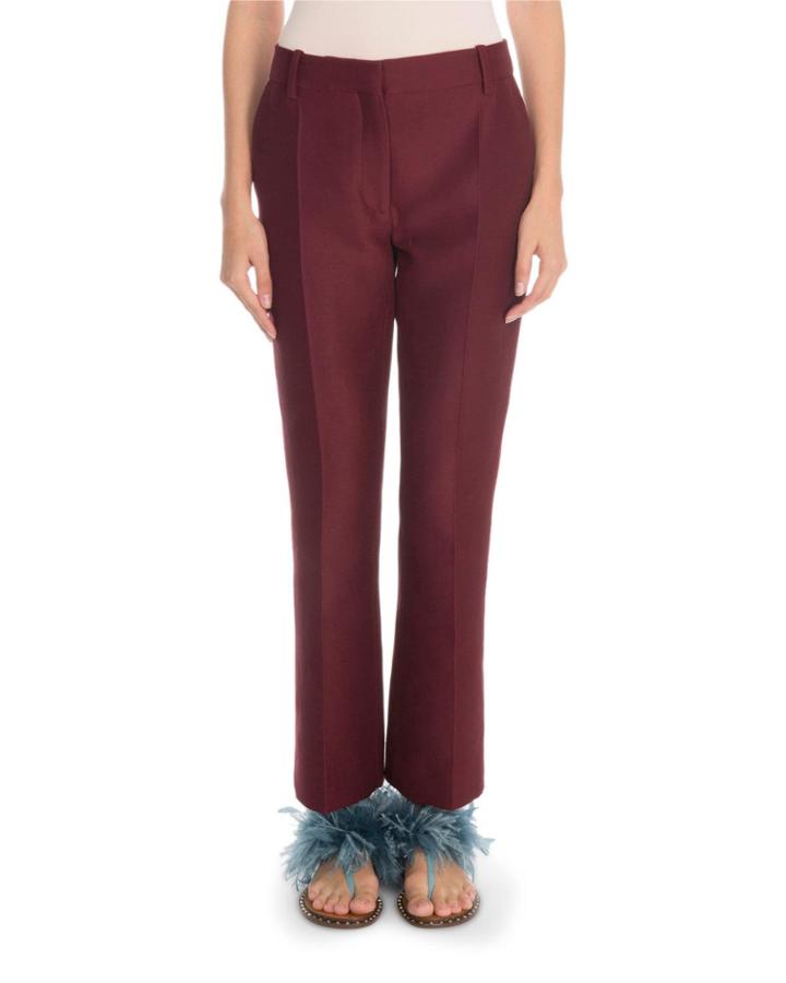 Front-zip Crepe Couture Pleated Pants