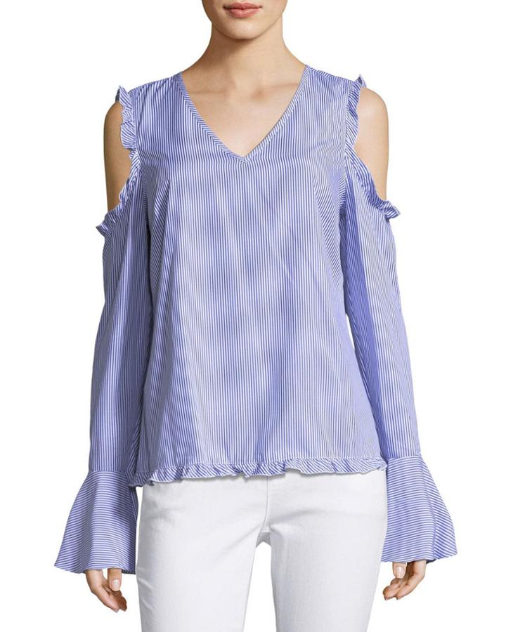 V-neck Cold-shoulder Blouse