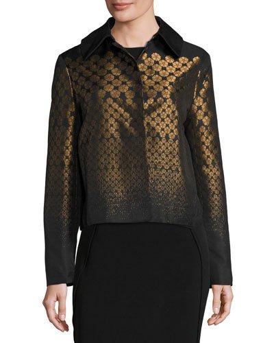 Geometric-print Jacquard Jacket, Black Pattern