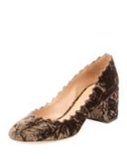 Crushed Velvet Block-heel Pump