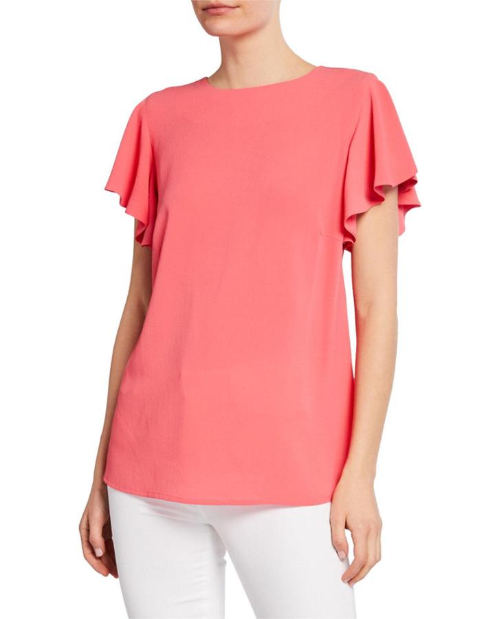 Flutter-sleeve Chiffon Top