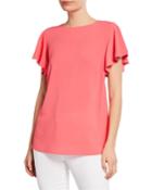 Flutter-sleeve Chiffon Top