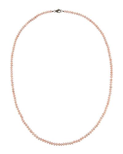 Long Peach Moonstone Beaded Necklace