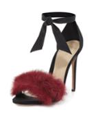 Clarita Satin 100mm Sandal, Black/cerise