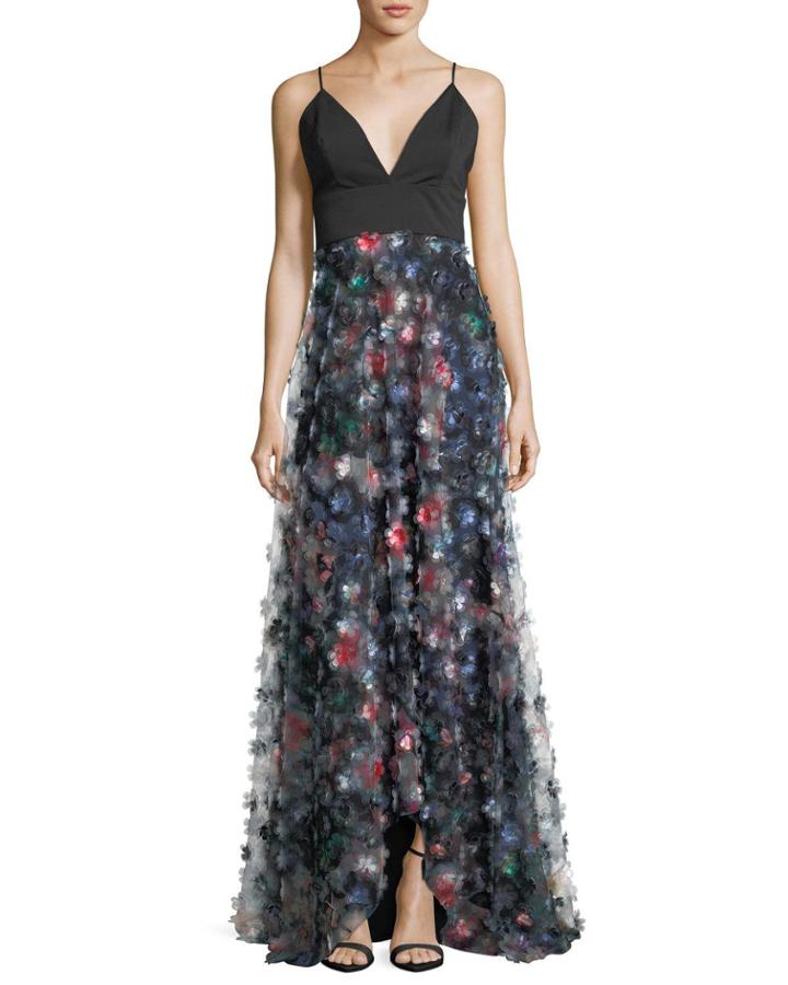 3d Floral Embellished A-line Gown