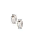 14k White Gold Twisted Diamond Hoop Earrings,