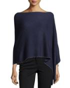 Cashmere Stud-trim Ruana Topper