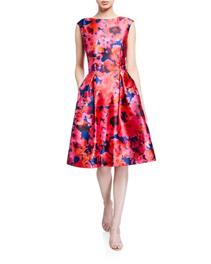 Mikado Floral Print Fit-&-flare Dress