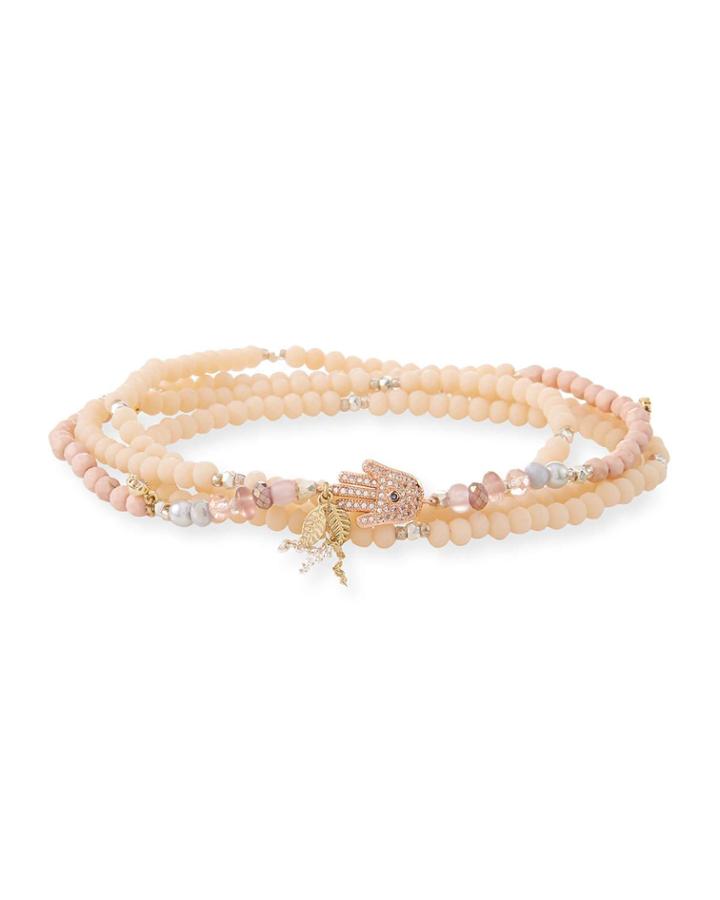 Multi-row Beaded Hamsa Bracelet