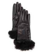 Analise Leather Gloves W/fur Trim
