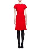 Short-sleeve Crewneck Flare-hem Dress