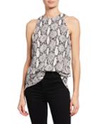 Anise Sleeveless Snake-print Top