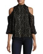 Hallie Cold-shoulder Velvet Devore Halter Top