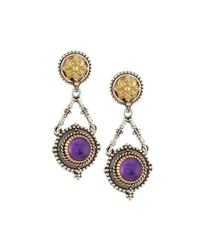 Erato Floral Amethyst Doublet Drop Earrings