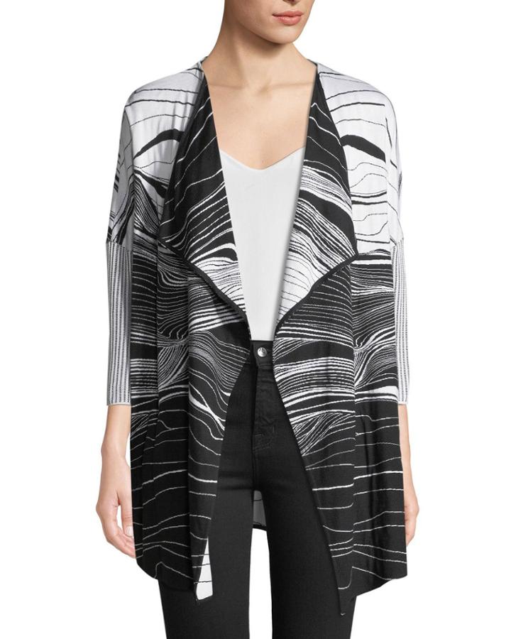 Brush Stroke Jacquard Stitch Cardigan