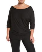 Marcie Ruched Wrap Top, Black,