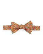 Micro-paisley Silk Bow Tie, Pine/orange