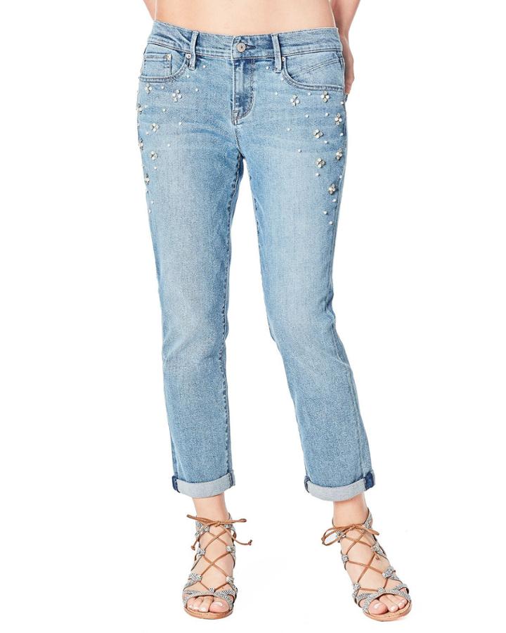 Mid-rise Pearly-side Boyfriend Jeans