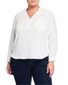 Plus Size Long Sleeve Two Pocket Blouse