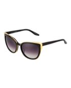 Winette Cat-eye Sunglasses, Black/gold