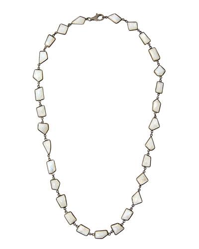 Rainbow Moonstone Bezel-set Chain Necklace