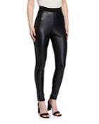 High-rise Faux-leather Jersey