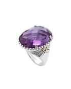 Silver Amethyst Ring With 18k Gold,