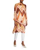 Kyrie Geometric-print Button-down Duster