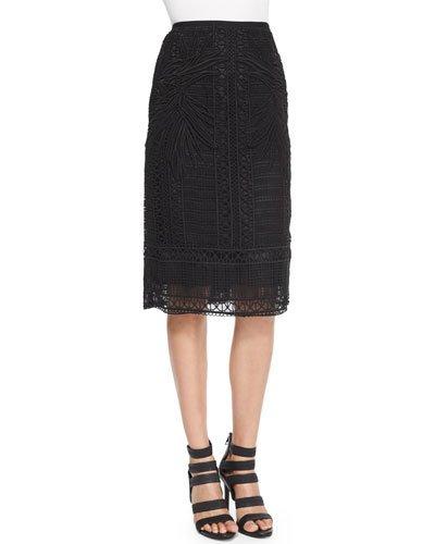 Floral-detailed Paneled Lace Pencil