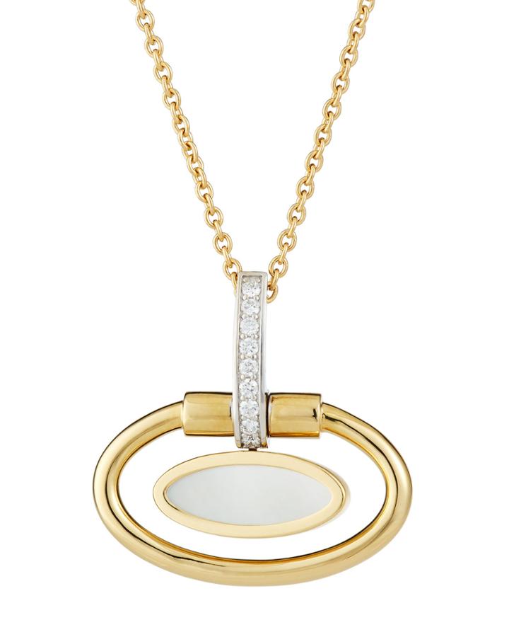 18k Gold Classica Diamond & Mother-of-pearl Oval Necklace