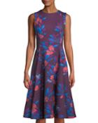 Hibiscus-print Sleeveless Fit-&-flare Dress