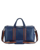 Perforated Two-tone Faux Duffel Bag, Navy