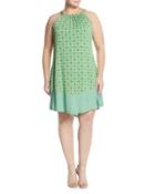 Printed Sleeveless Jersey Dress, Green Pattern