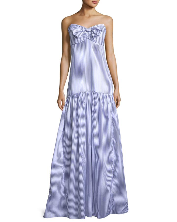 Strapless Bustier Striped Poplin