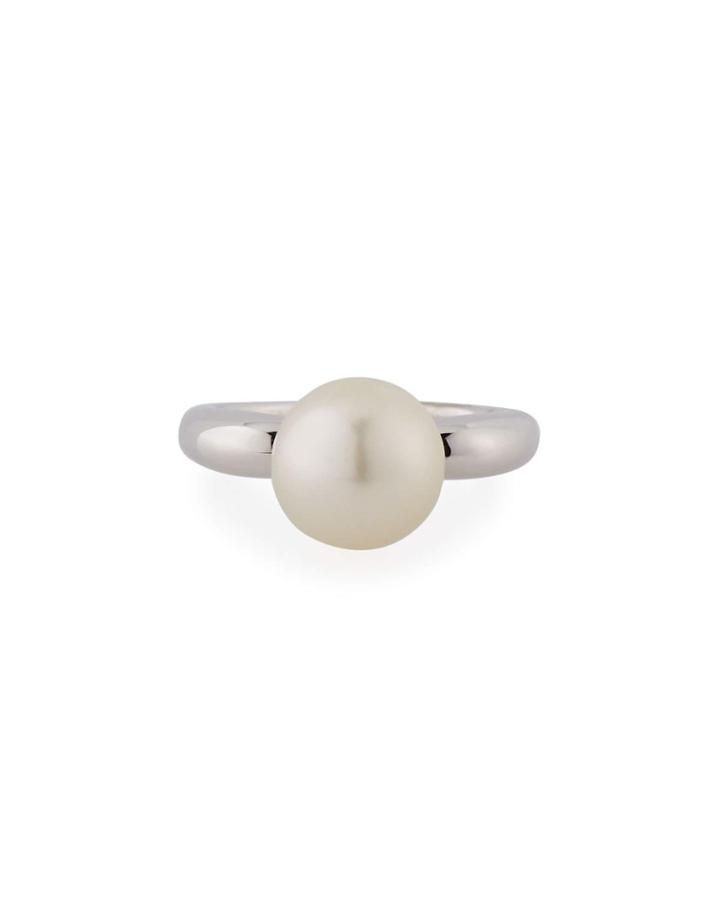 18k White Gold 10mm South Sea Pearl Ring,