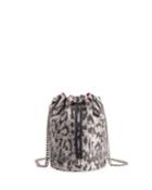 Metallic Leopard-embossed Bucket Bag