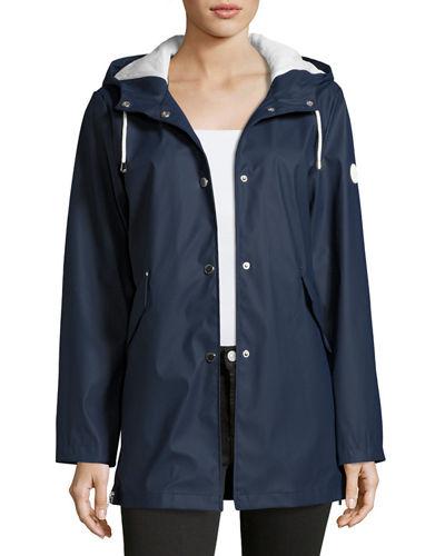 Snap-front Smooth Hooded Jacket
