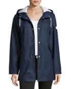 Snap-front Smooth Hooded Jacket