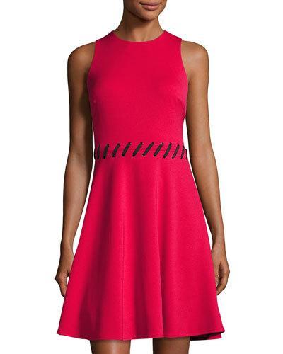 Fit-and-flare Scuba Dress, Cosmo Red