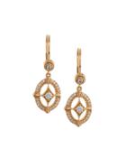 18k Rose Gold Diamond Oval Drop Earrings