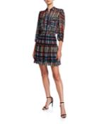 Selina Printed 3/4-sleeve Smock-waist Fit-&-flare Dress