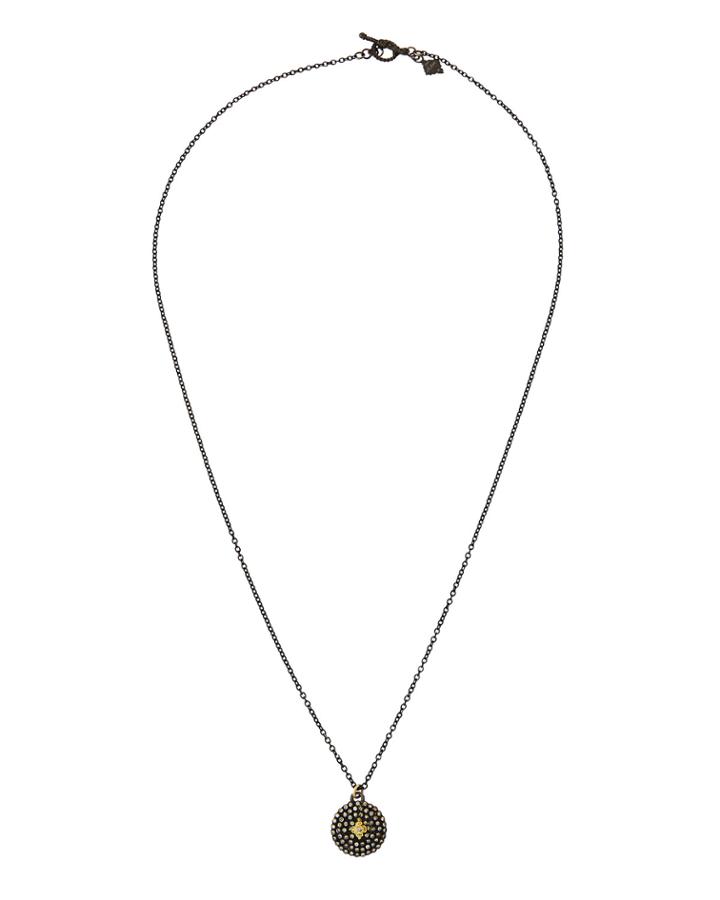 Old World Midnight Small Round Shield Pendant Necklace