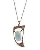 Long Multicolored Sapphire & Diamond Talon Pendant Necklace