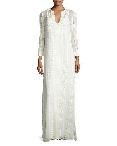 Mia Silk Lace-trim Maxi Dress, Ivory