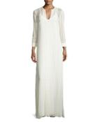 Mia Silk Lace-trim Maxi Dress, Ivory