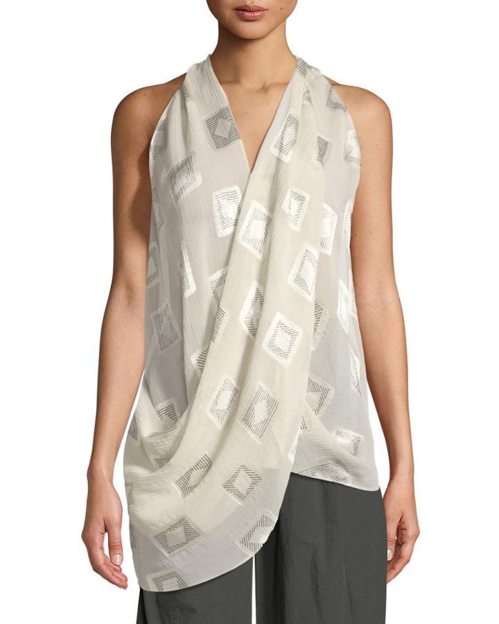 Draped Block-print Top