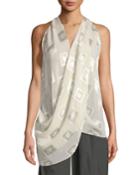 Draped Block-print Top