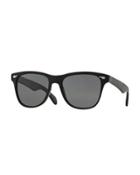 Lou 54 Polarized Square Plastic Sunglasses, Black