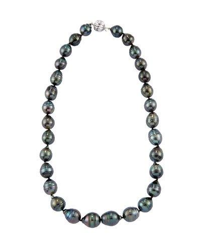 14k Graduated Tahitian Black Pearl Necklace,