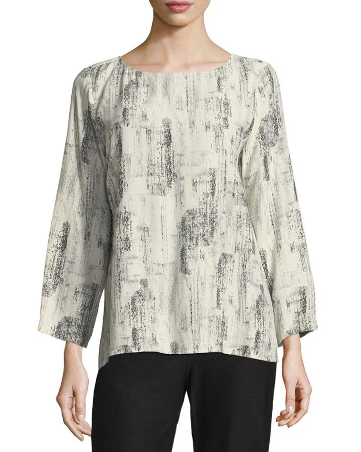 Impression-print Long-sleeve Top